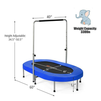Foldable Double Mini Kids Fitness Rebounder Trampoline-Blue