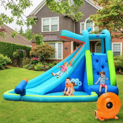 Hippo Inflatable Water Slide Bounce House with Blower