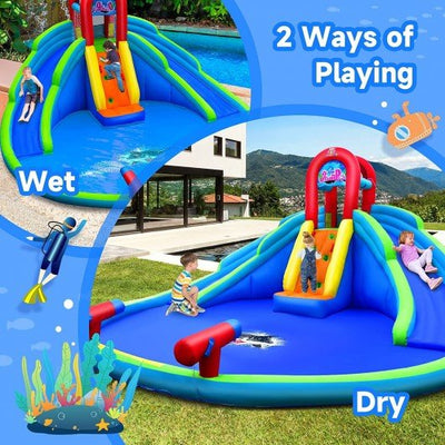 Inflatable Water Park Waterslide for Kids Backyard with 780W Blower