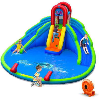 Inflatable Water Park Waterslide for Kids Backyard with 780W Blower