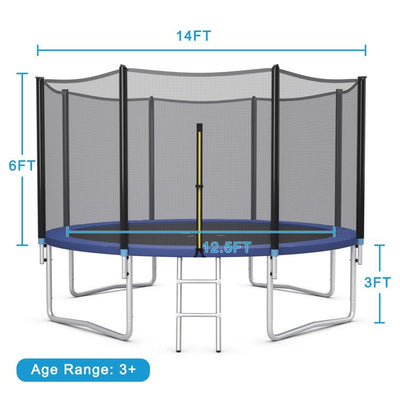 Outdoor Trampoline Bounce Combo with Safety Closure Net Ladder-14 ft