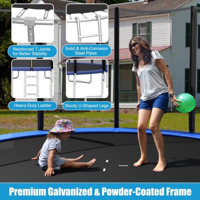 Outdoor Trampoline Bounce Combo with Safety Closure Net Ladder-14 ft