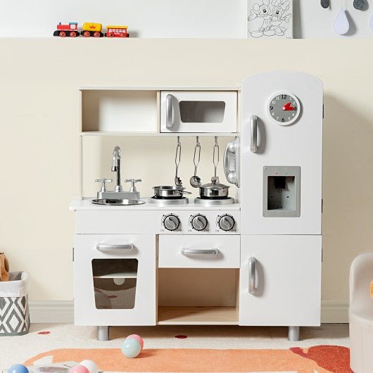 Vintage Play Kitchen Pretend Kids Cooking Playset Toys with Water Dispense
