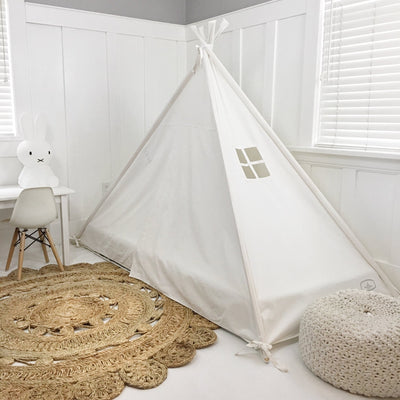 Play Tent Canopy Bed in Cream Canvas with Doors