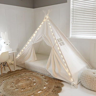 Play Tent Canopy Bed in Cream Canvas with Doors