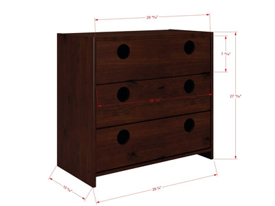 Donco Circles Low Loft 3 Drawer Chest #color_Dark-Cappuccino