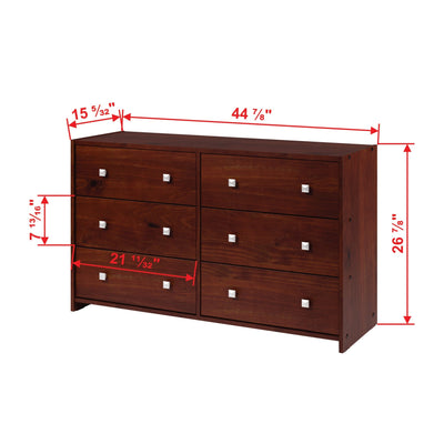 Donco Double Twin Loft 6 Drawer Dresser #color_Dark-Cappuccino