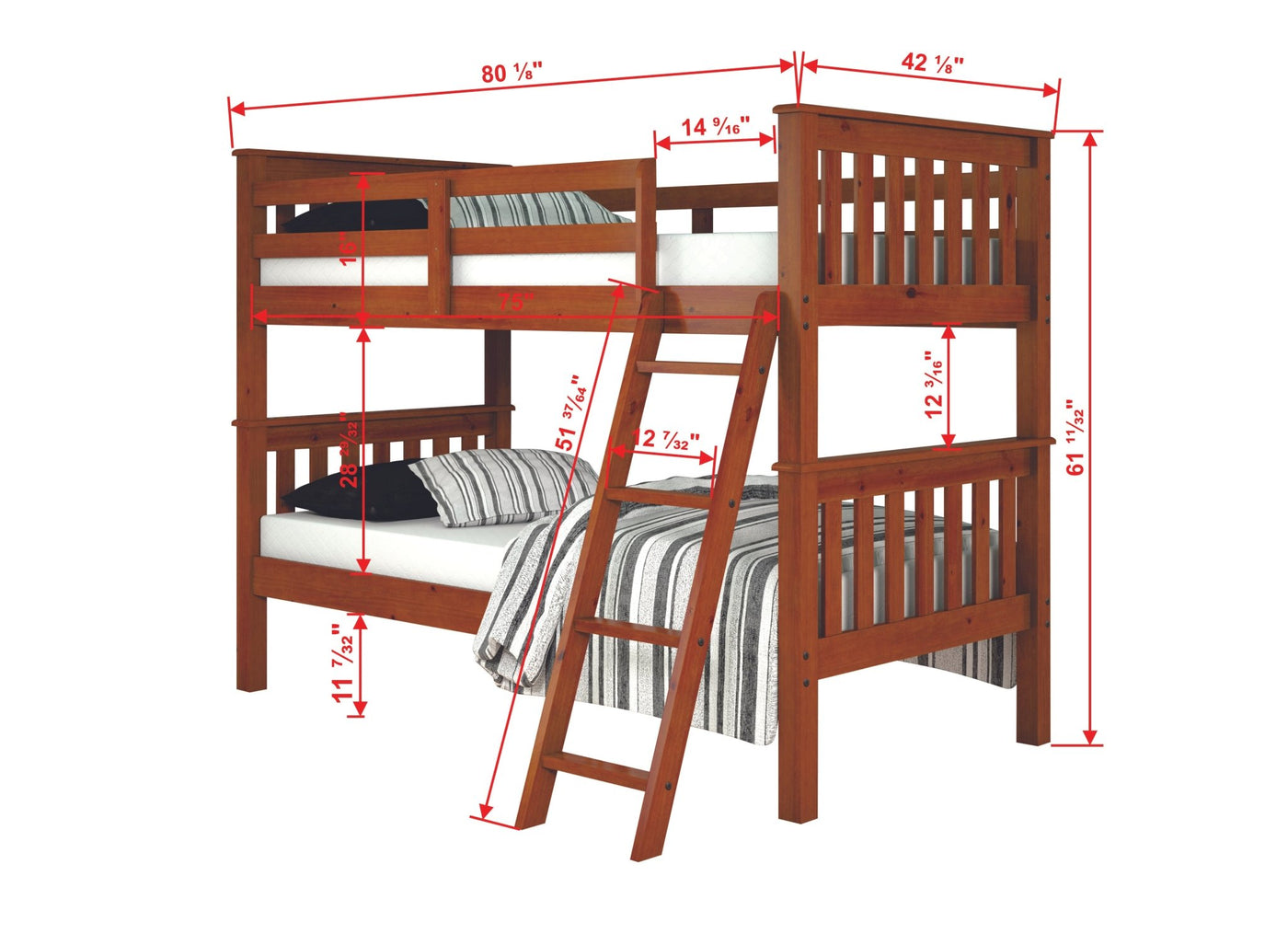 Mission Bunkbed in Blond Espresso