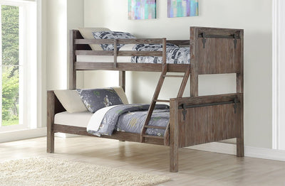 Donco T/F Barn Door Bunkbed #color_Brushed-Shadow