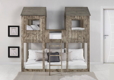Donco T/T Tower Bunkbed Rustic #color_Dirty-White