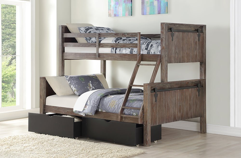 Donco Twin/Full Bunk Bed In #color_Brushed-Shadow
