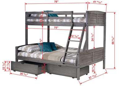 Twin/Full Louver Bunkbed Antique Grey