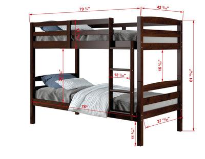 Donco Twin/Twin Bunk Bed #color_Cappuccino