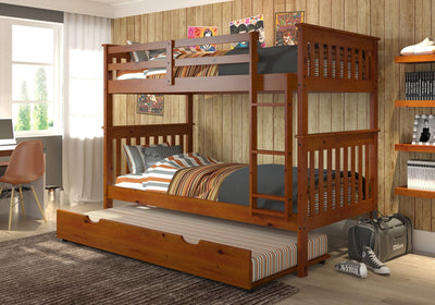Twin/Twin Mission Bunk Bed In Light Espresso Finish