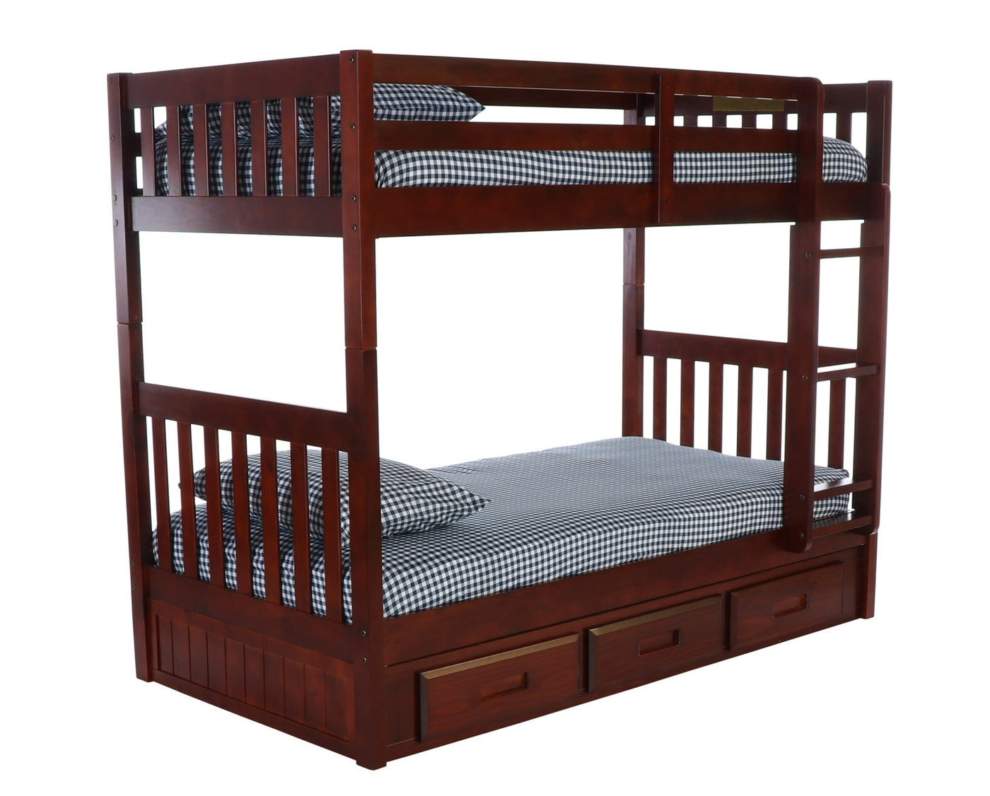 Donco Twin/Twin Mission Bunkbed #color_Merlot