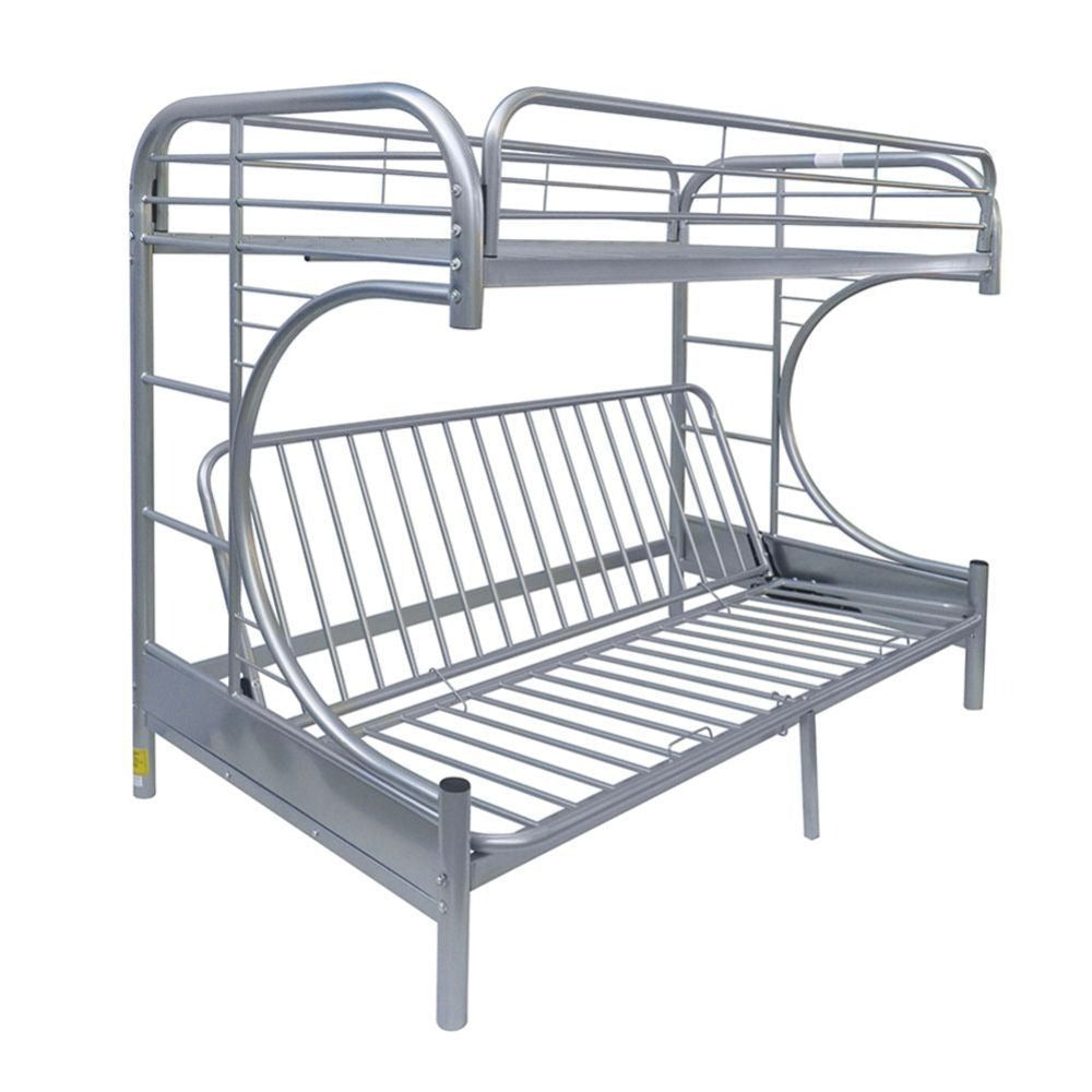 Eclipse Twin/Full Futon Metal Bunk Bed #color_Silver