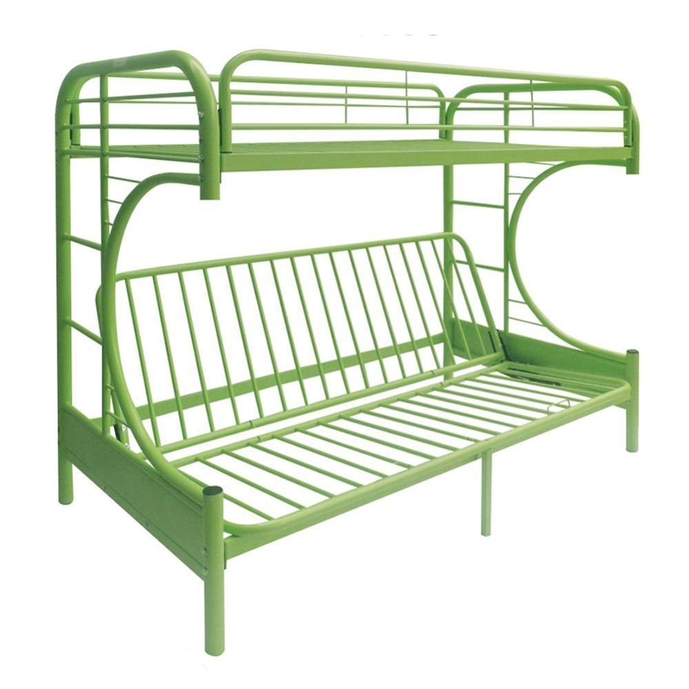 Eclipse Twin/Full Futon Metal Bunk Bed #color_Green