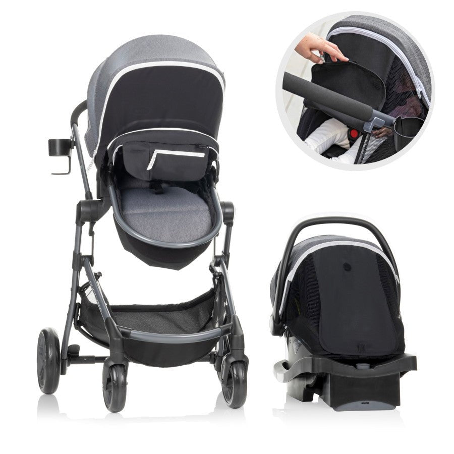 Pivot Vizor Travel System with LiteMax Infant Car Seat Monkey Bunks