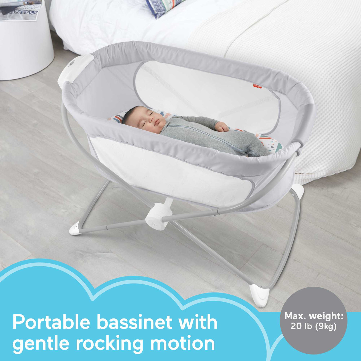 Fisher-Price Soothing View Bassinet Rainbow Showers Portable Cradle