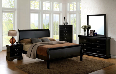 Furniture of America Corella Transitional Wood Queen Panel Bed #color_ Black