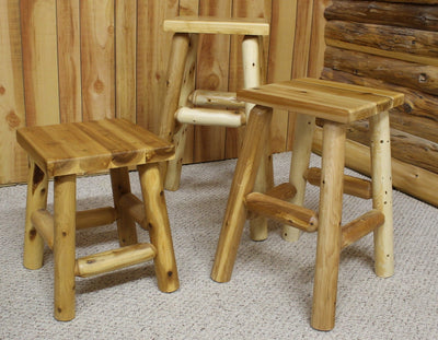Cedar Log Flat Seat Stools