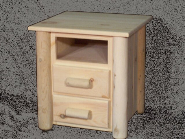 Frontier Cedar Log 2 Drawer Night Stand with Open Top