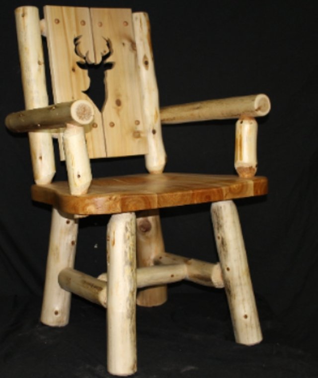 Hand Peeled Cedar Log Chairs 2 Panel Cut-Out