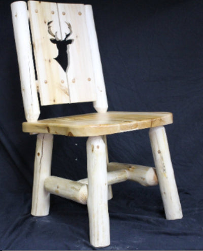 Hand Peeled Cedar Log Chairs 2 Panel Cut-Out