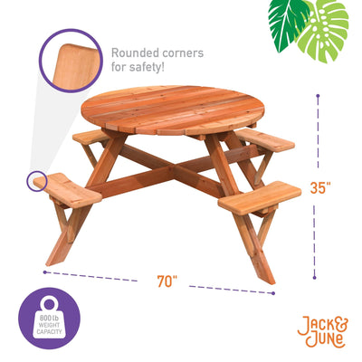 Adult Circular Redwood Picnic Table