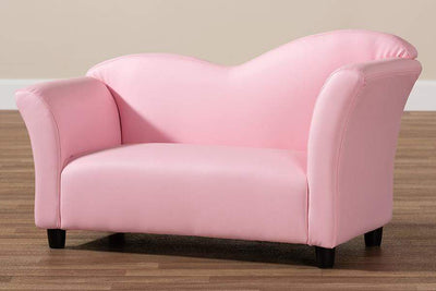 Felice Modern and Contemporary Pink Faux Leather Kids 2-Seater Loveseat
