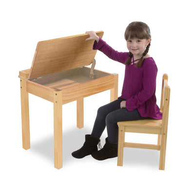 Wooden Lift-Top Desk & Chair | Honey