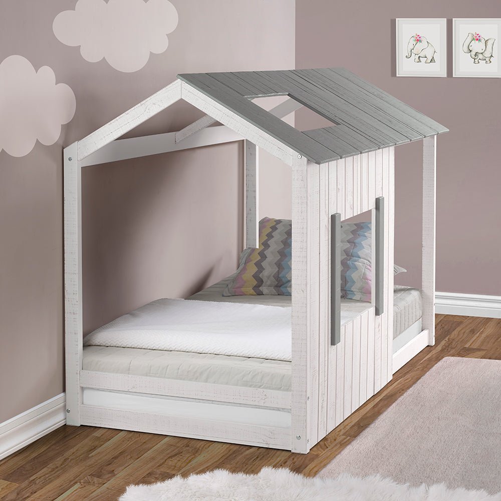 P'Kolino Toddler Kid's House Twin Montessori Floor Bed #color_white