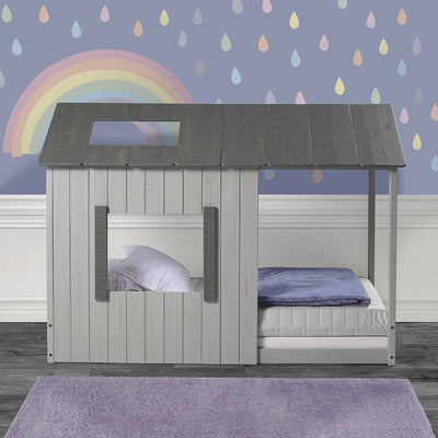 P'Kolino Toddler Kid's House Twin Montessori Floor Bed #color_grey