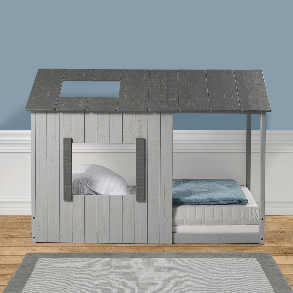 P'Kolino Toddler Kid's House Twin Montessori Floor Bed #color_grey