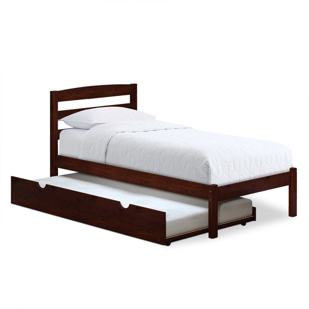 P'kolino Solid Pine Twin Bed with Trundle or Drawer Set #color_cherry