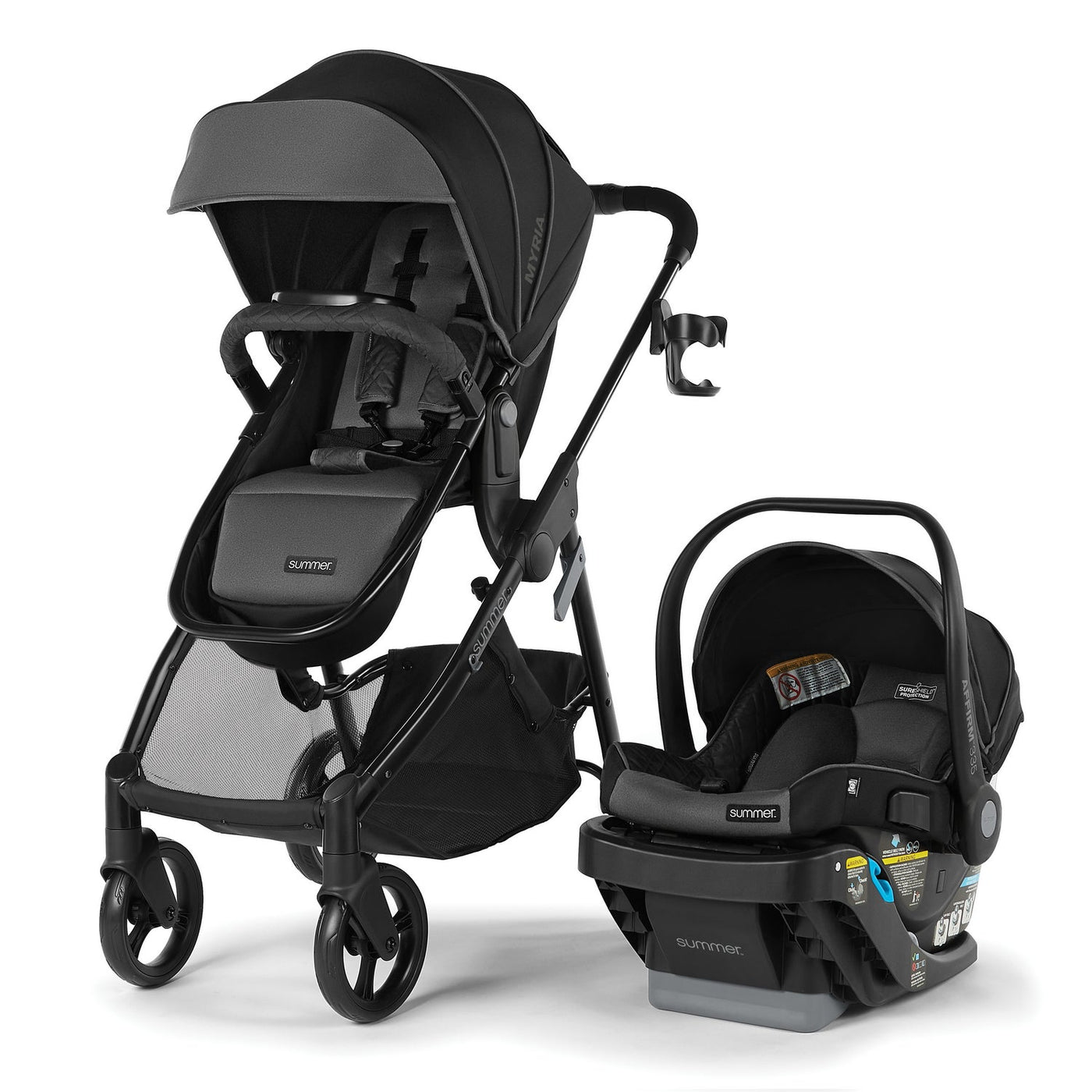 Summer Myria DLX Modular Travel System with the Affirm 335 DLX Rear-Facing Infant Car Seat | Slate Gray