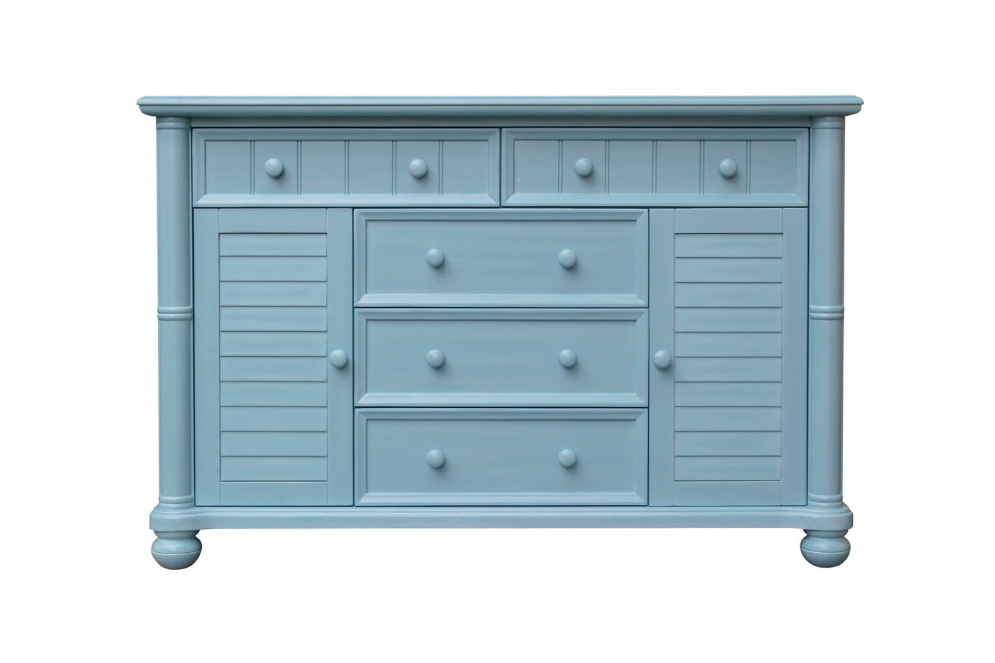Sunset Trading Cool Breeze Bedroom Dresser | 5 Drawers | 2 Cabinets