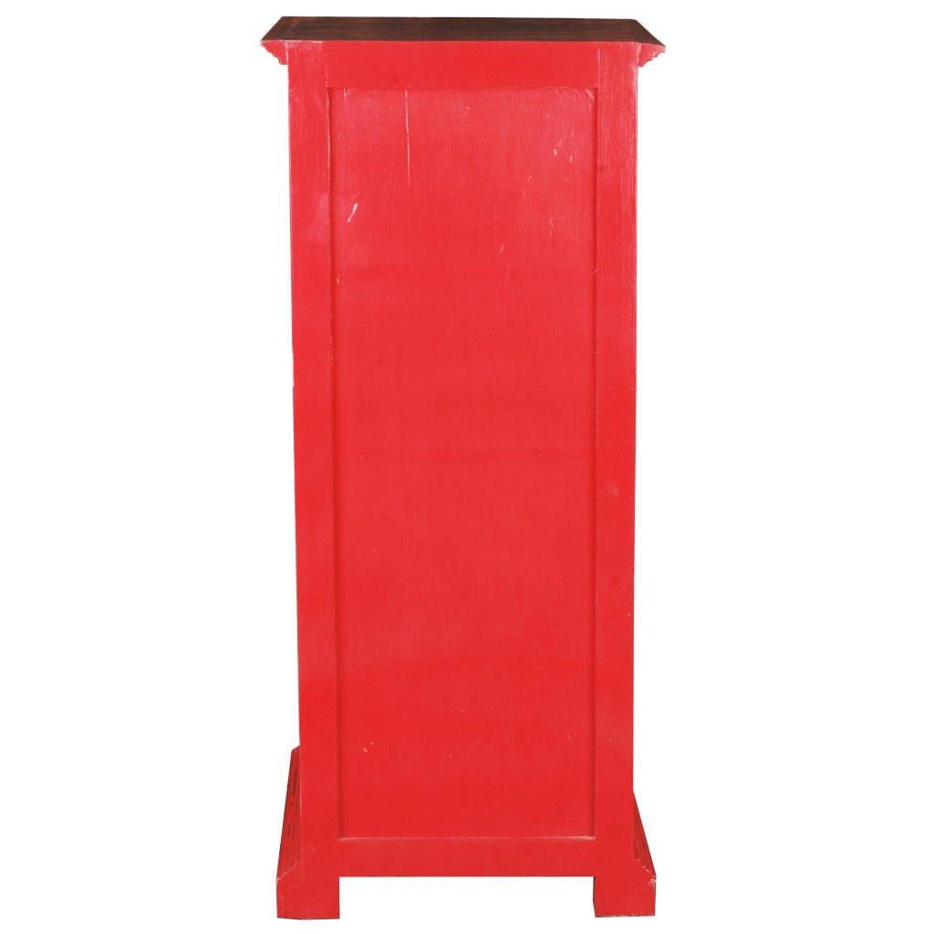 Sunset Trading Cottage Glass Door Storage Cabinet | Distressed Red
