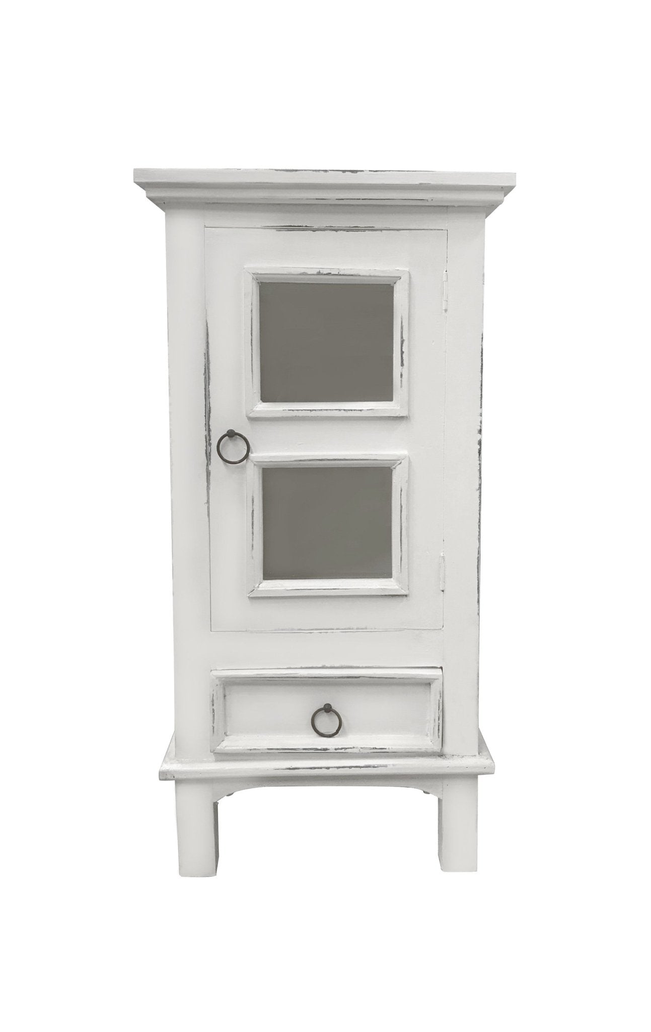 Sunset Trading Cottage One Door End Table | Drawer | Nightstand | Distressed White