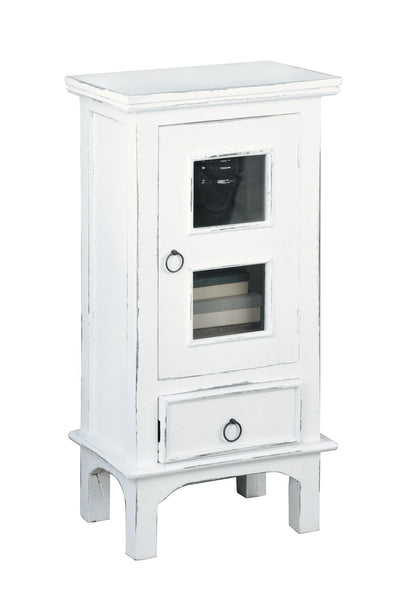 Sunset Trading Cottage One Door End Table | Drawer | Nightstand | Distressed White