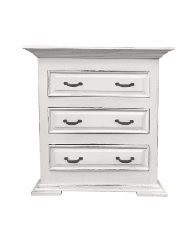 Sunset Trading Cottage Three Drawer Nightstand | End Table | Distressed White