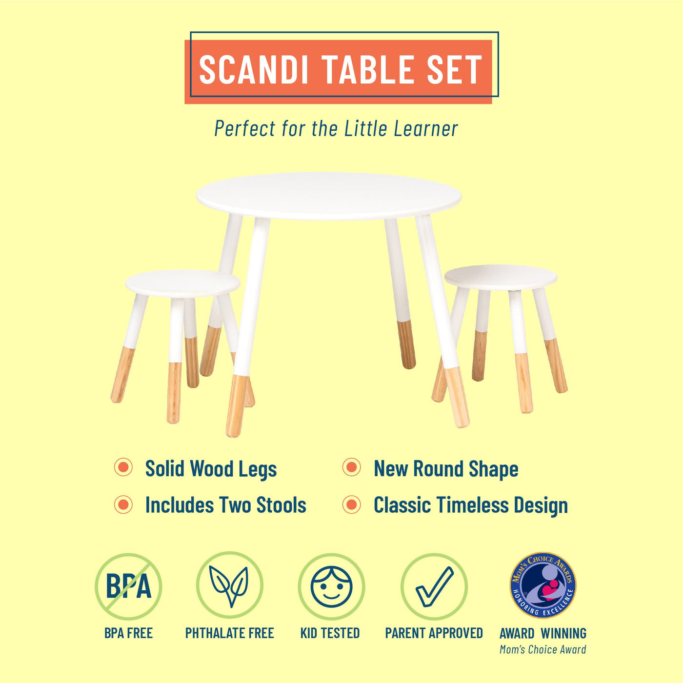 Scandi Table and Chair Set - White/Natural