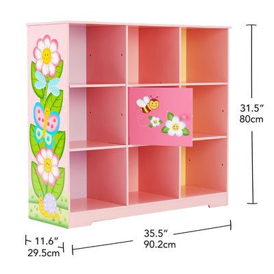 Fantasy Fields Kids Painted Wooden Magic Garden Adjustable Cube Bookshelf, Pink