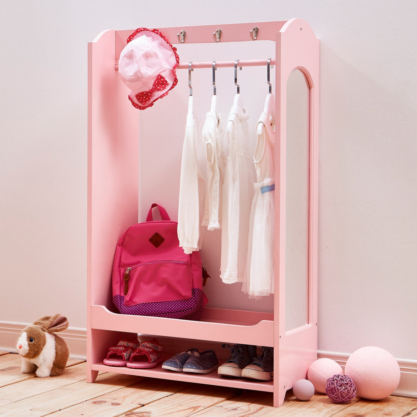 Fantasy Fields Little Princess Clothing Rack with Storage and 4 Hangers, Pink