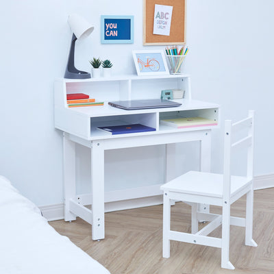 Fantasy Fields  Wooden Play Writing Desk with Storage and Chair Set, White