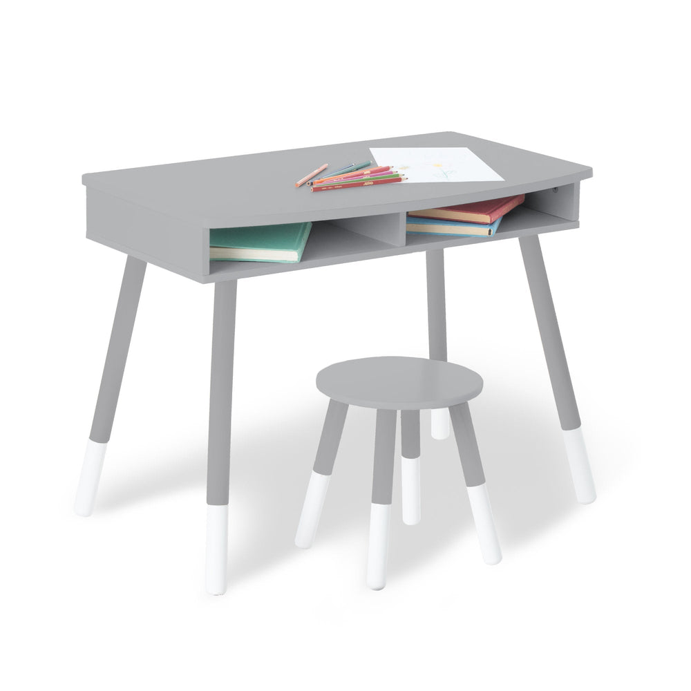 Premium Homework Desk and Stool Set - Gray w/ White