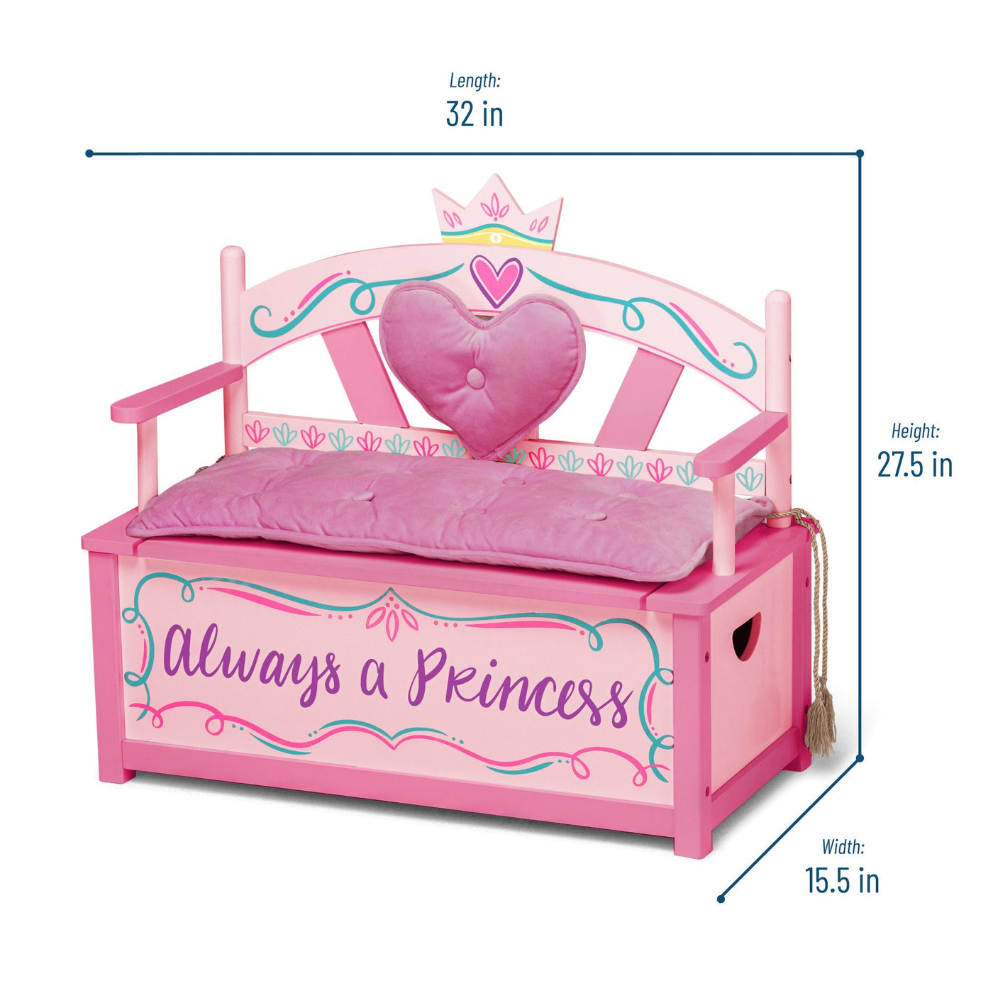 Princess Bench Seat w/ Storage - Pink