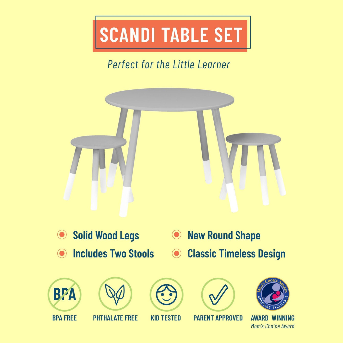 Scandi Table & Chair Set - White/Gray