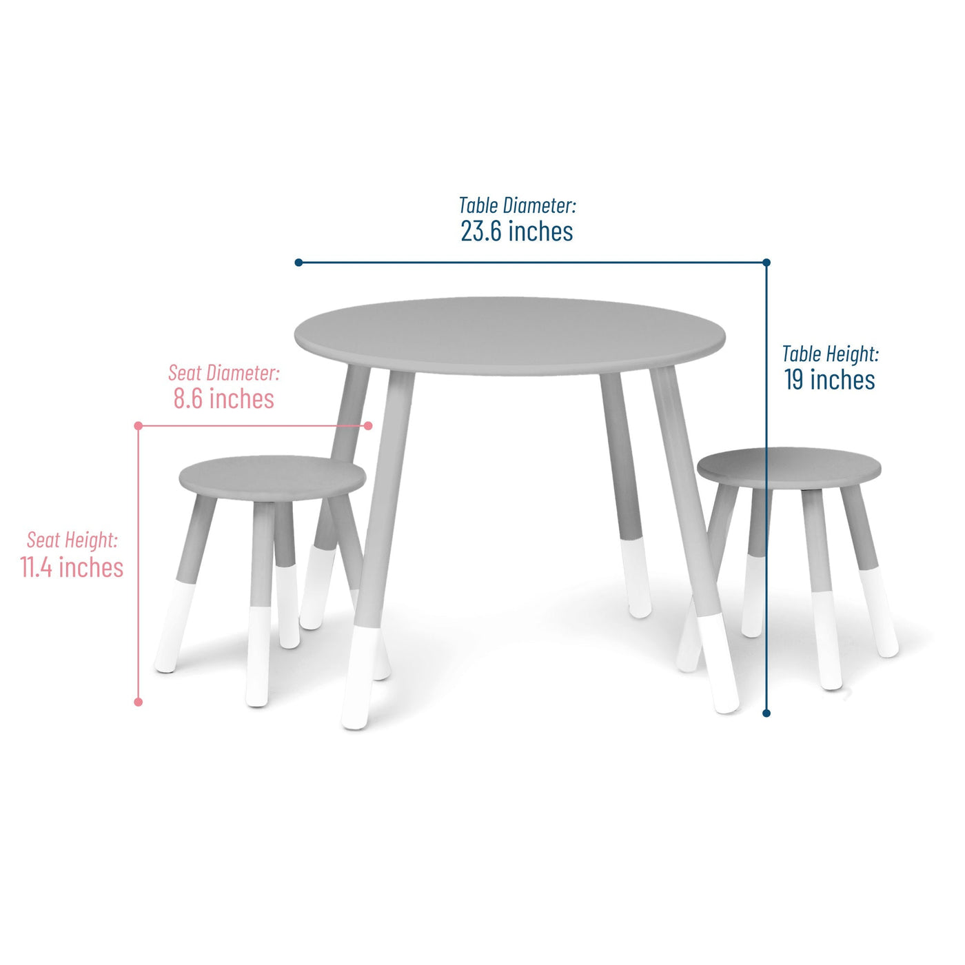 Scandi Table & Chair Set - White/Gray