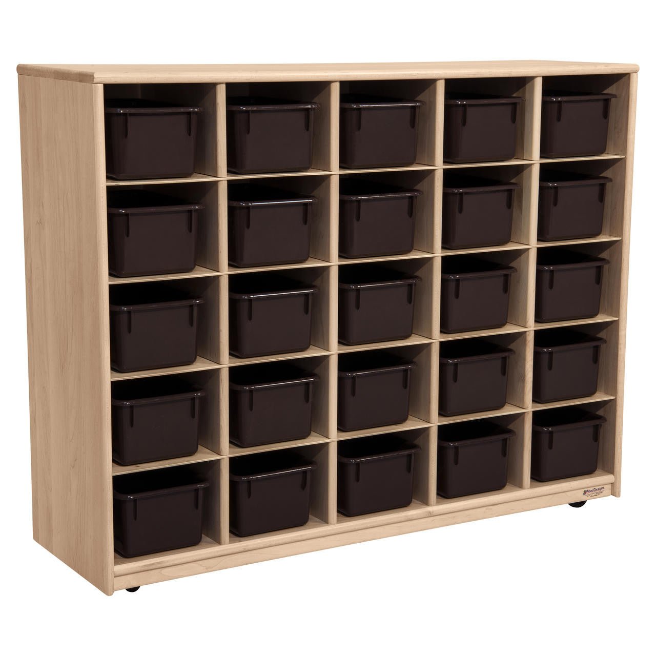 Maple Heritage (25) Cubby Tray Storage with Brown Trays